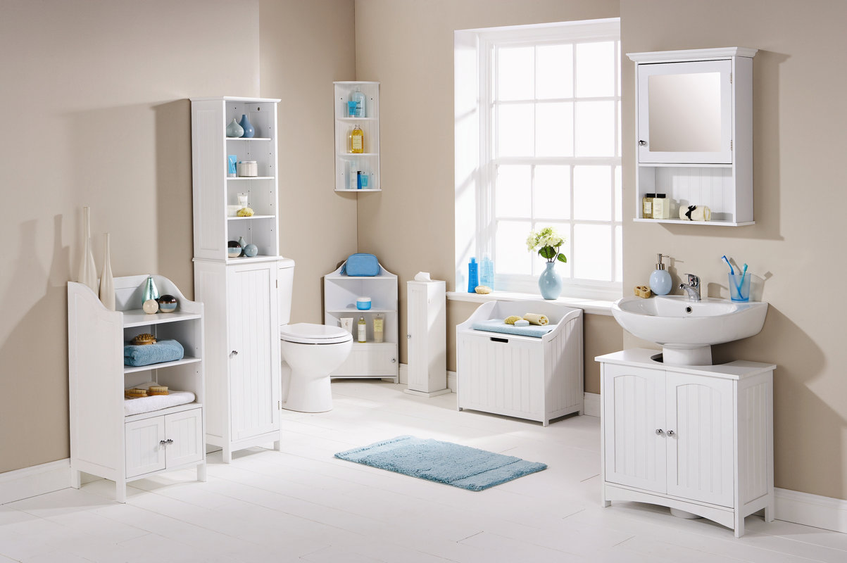 Wayfair Basics Hampton 165.5x34cm Free Standing Tall Bathroom